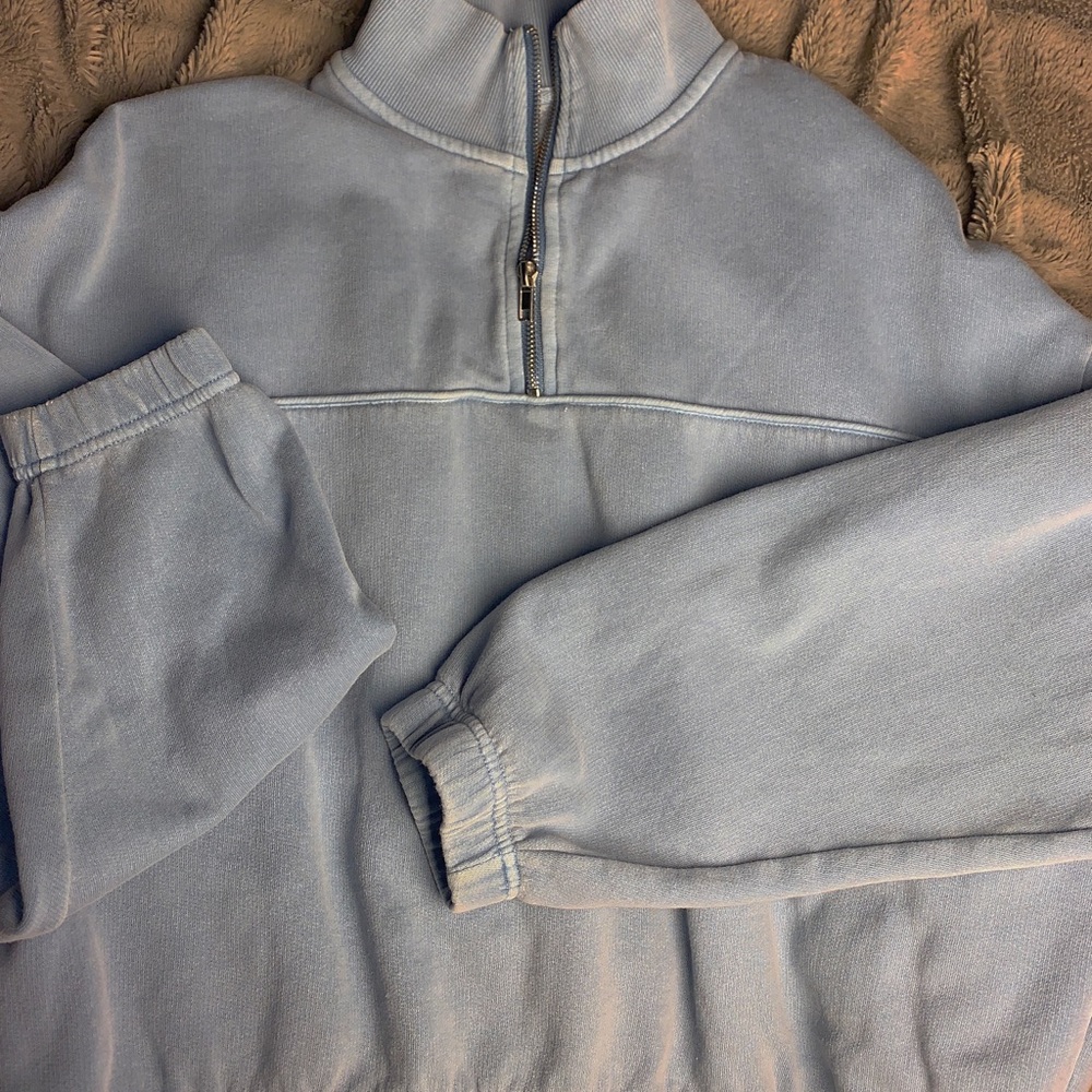 Baby Blue QuarterZip Vintage Wash